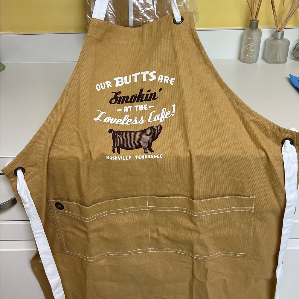 Brown and White Kitchen Apron with Durable Canvas